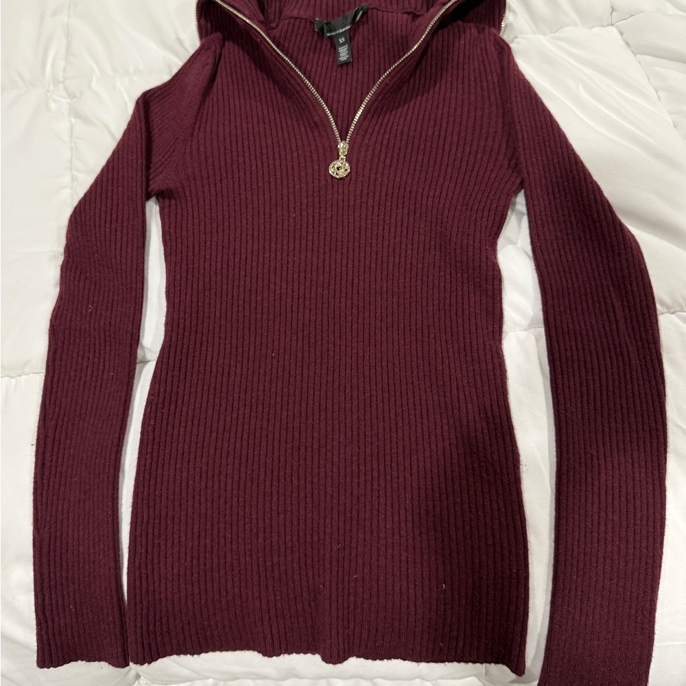WHBM Burgundy Sweater with Zipper